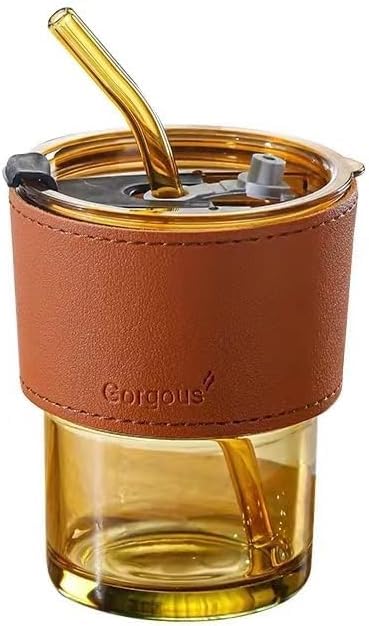 Glass Tumbler with Anti-Slip Leather Sleeve