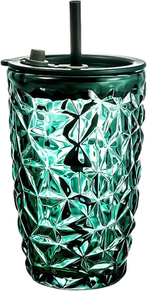 Glass Tumbler with Airtight Lid and Straw