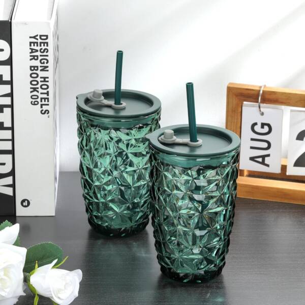 Glass Tumbler with Airtight Lid and Straw - Image 2