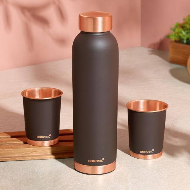 Copper Bottle with Glass Set
