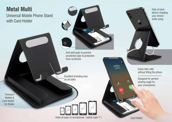 Metal Multi Mobile Stand with Visiting Card Holder