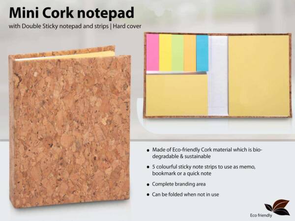 Mini Cork Notepad With Double Sticky Notepad And Strips
