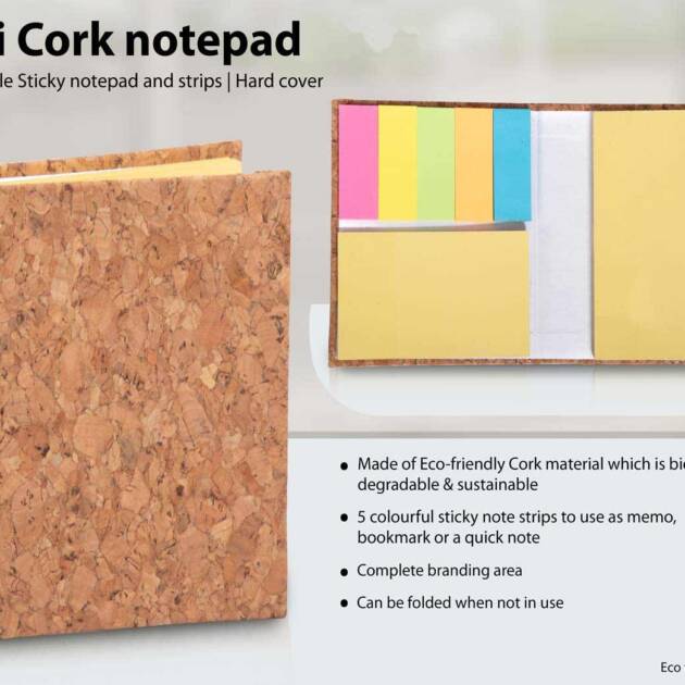 Mini Cork Notepad With Double Sticky Notepad And Strips